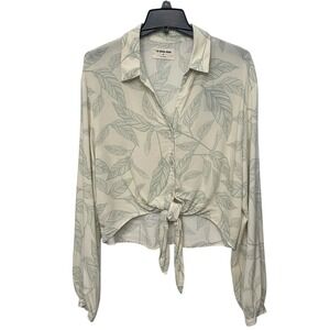The Normal Brand Tie Front Shirt Women's Size Medium Tropical Print Top NWT